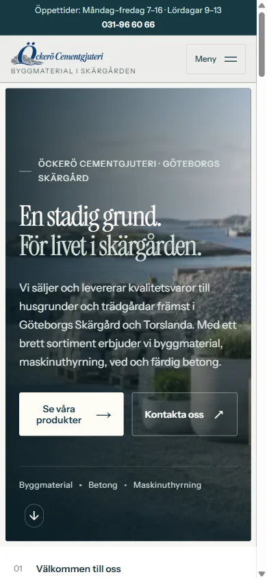 Samma webbplats på en mobilskärm